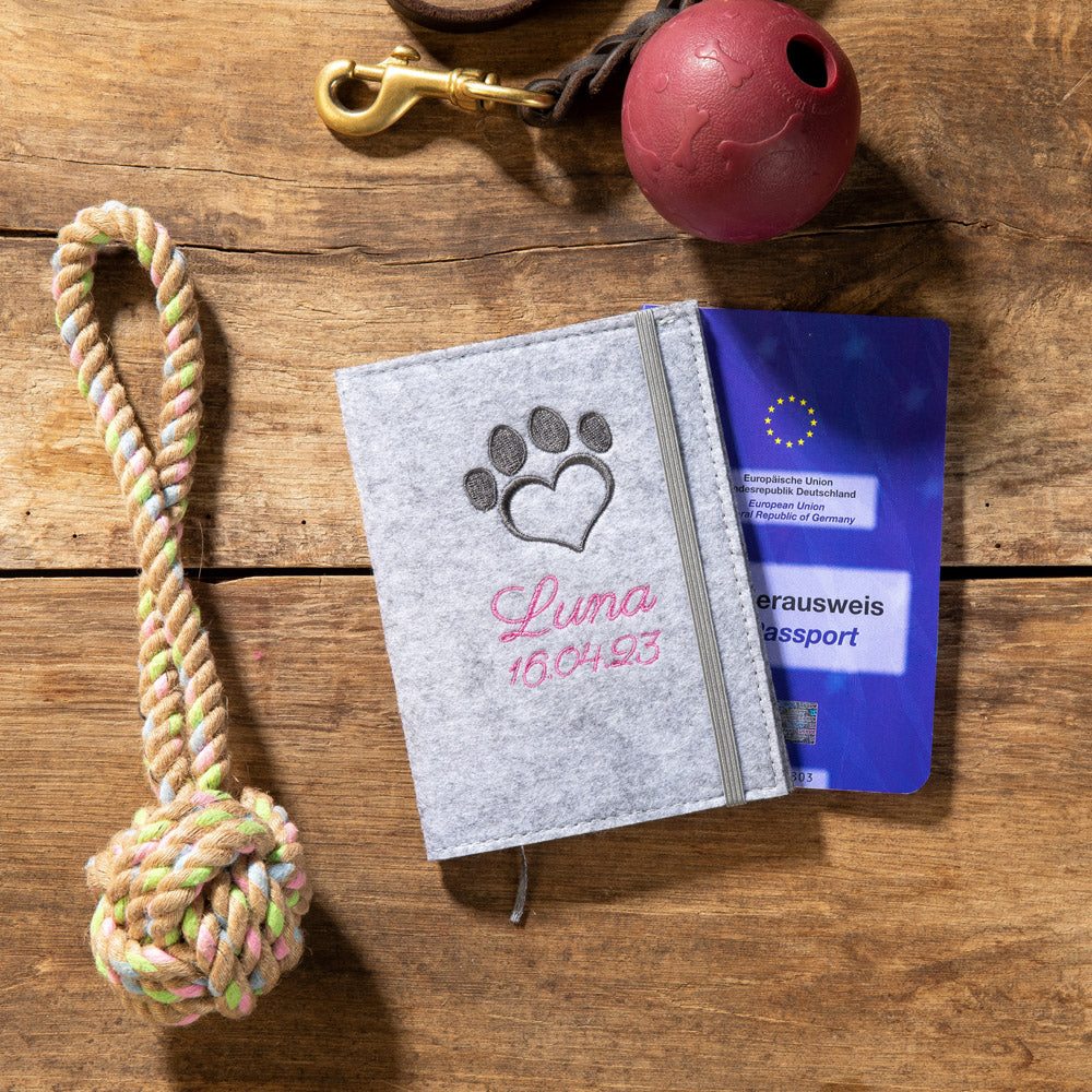 Pet passport cover PAW | Felt