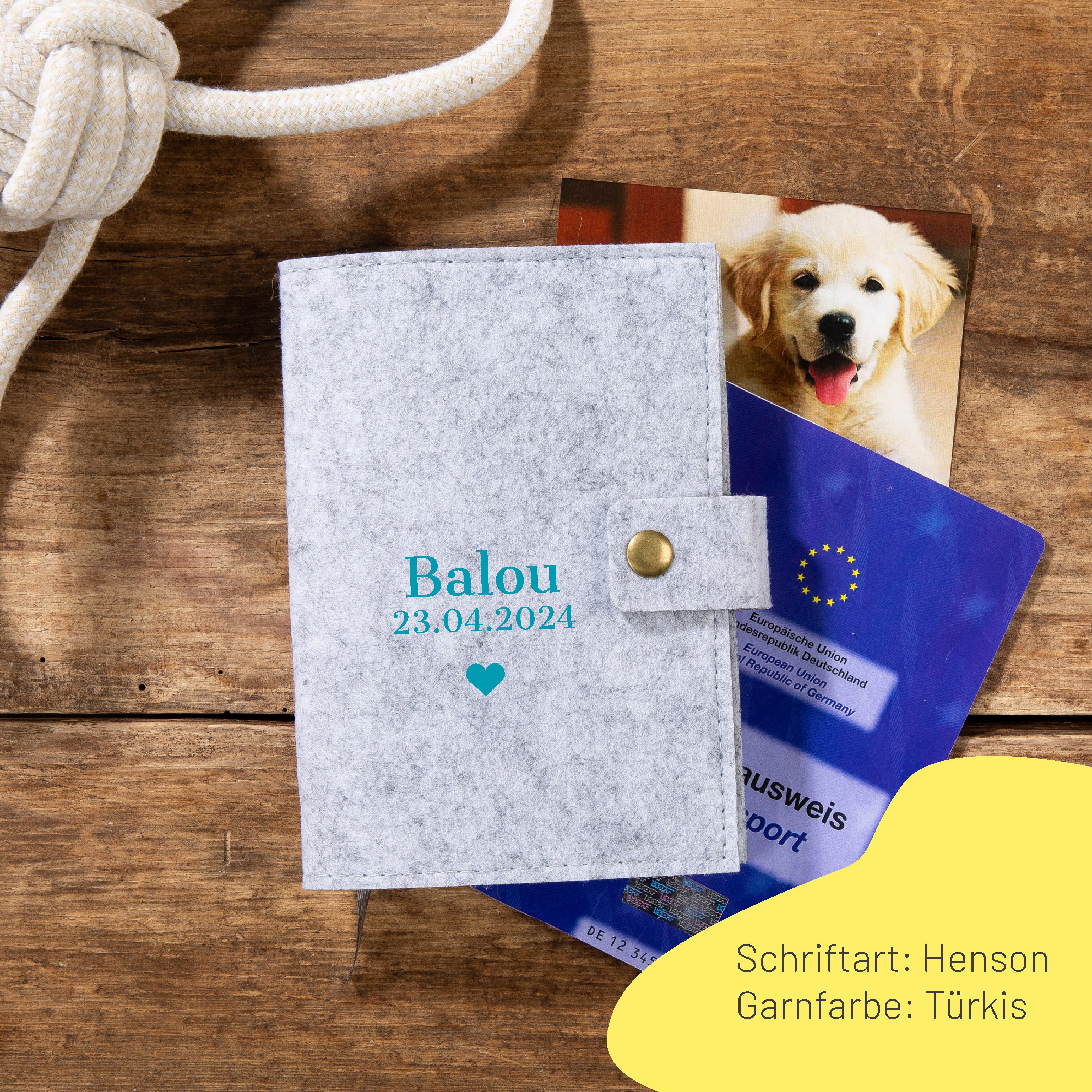 Pet Passport Cover CLASSIC | Felt with Snap Button