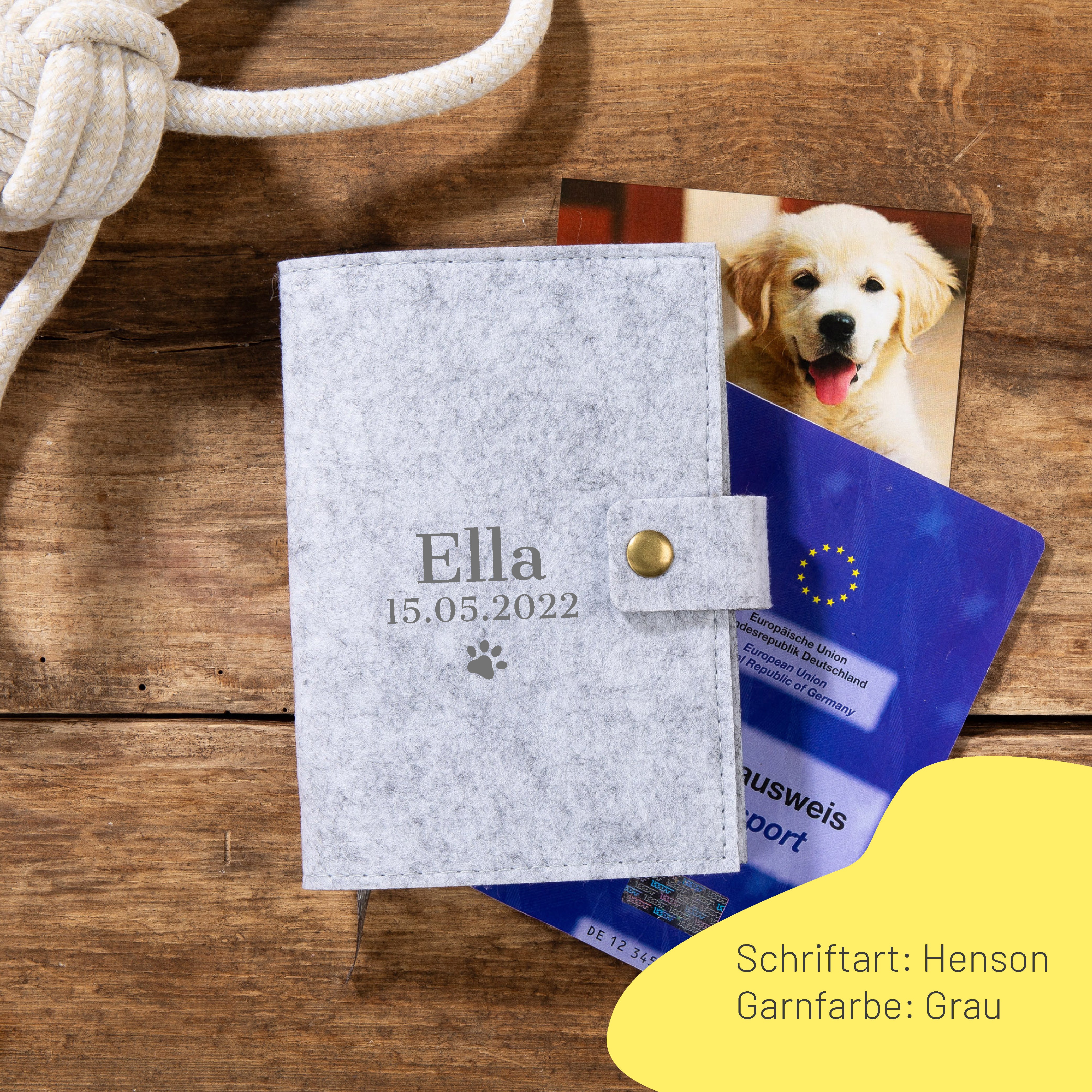 Pet Passport Cover CLASSIC | Felt with Snap Button