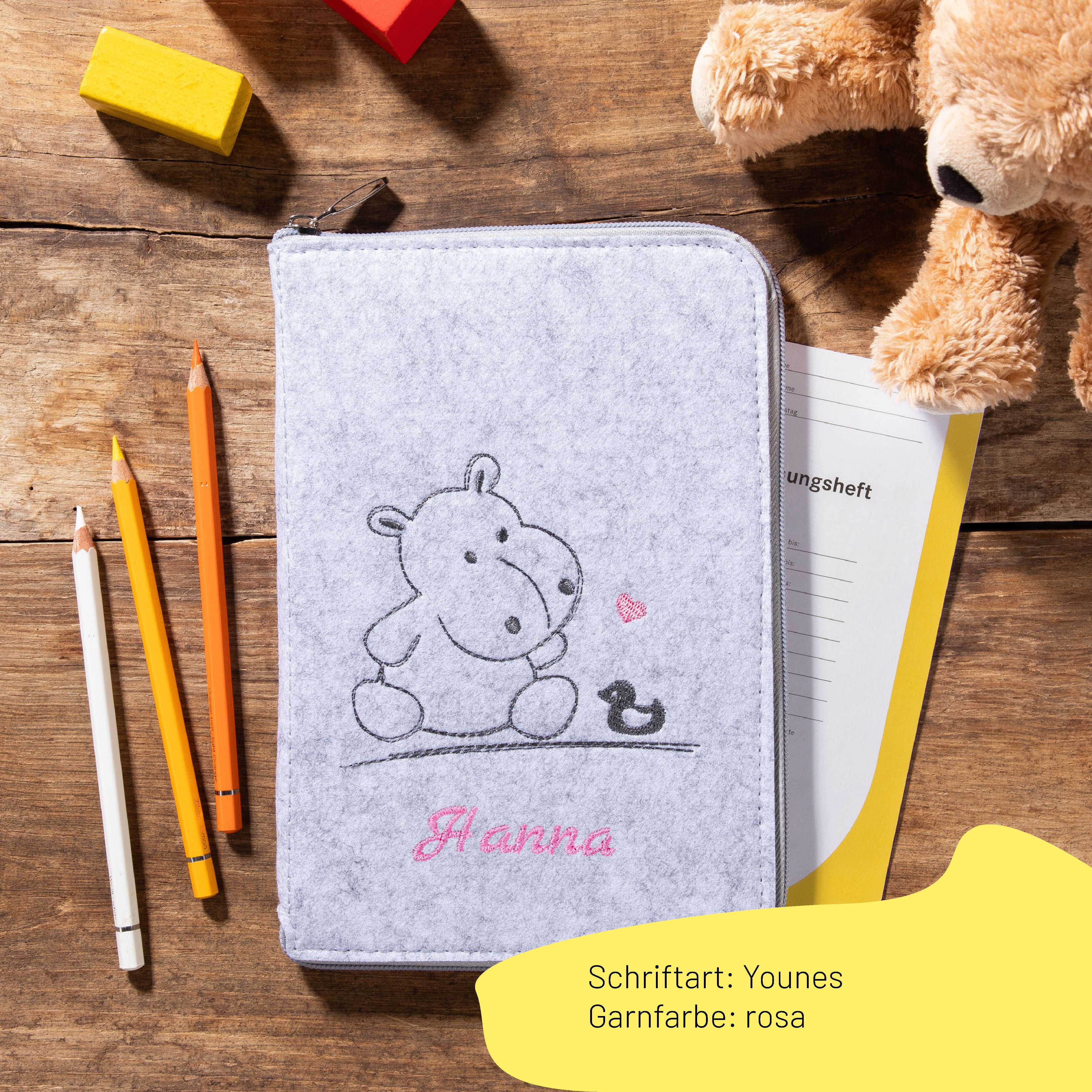 U-booklet & vaccination card cover HIPPO & DUCK | felt