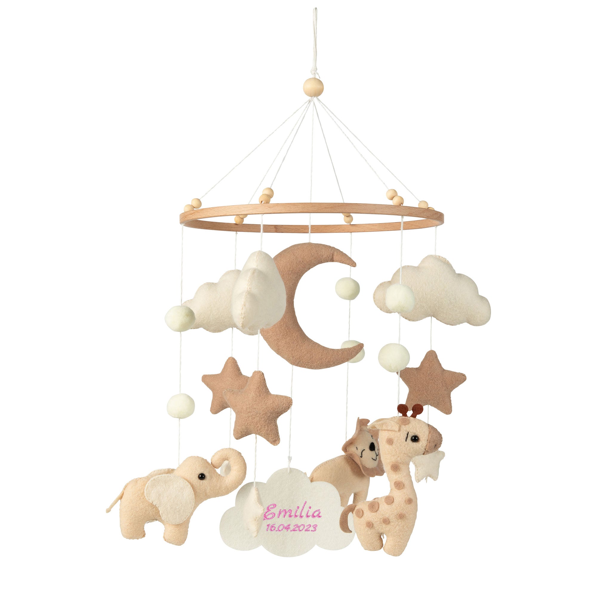 Baby Mobile SAFARI I Filz | 🪡 inkl. einer Stickzeile